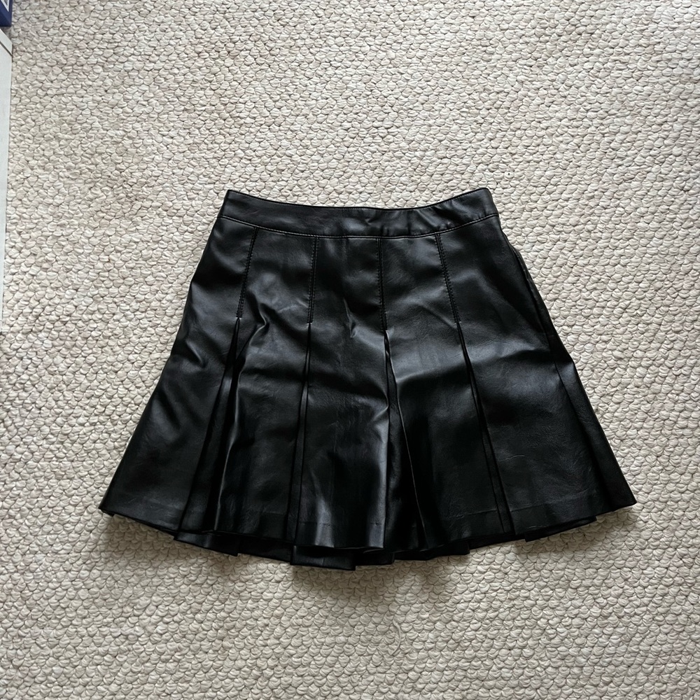 OAK + FORT Black Vegan Leather Mini Skirt Small